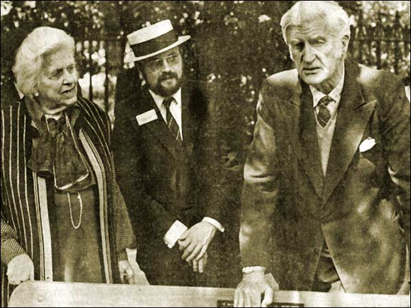 Photo of Maria Jolas, David Norris, and Denis Johnston in Dublin